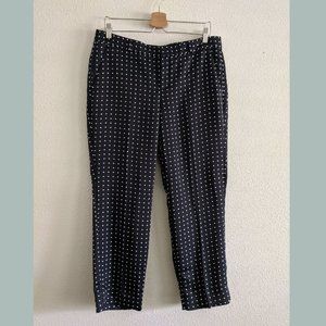 BANANA REPUBLIC Polka Dot Avery Crop Straight Leg Satin Pants Size 10